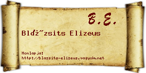 Blázsits Elizeus névjegykártya